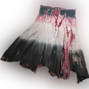 Women’s lightweight cotton tie-dye pullon akirt w handkerchief hem